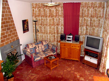 Wohnzimmer mit Kamin und SAT-TV Wohnzimmer mit Kamin und SAT-TV